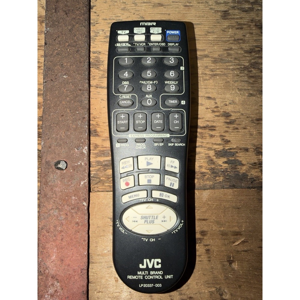 JVC LP20337-003 Multi Brand Remote Control VHS VCR TV Shuttle Plus OEM